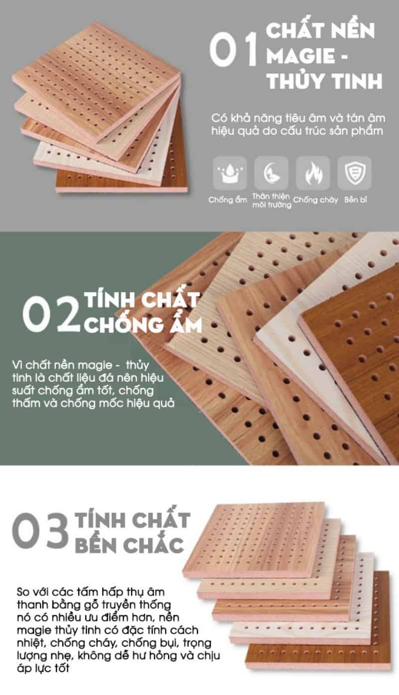 Vách gỗ đục lỗ tiêu âm tán âm chống cháy TG236 7