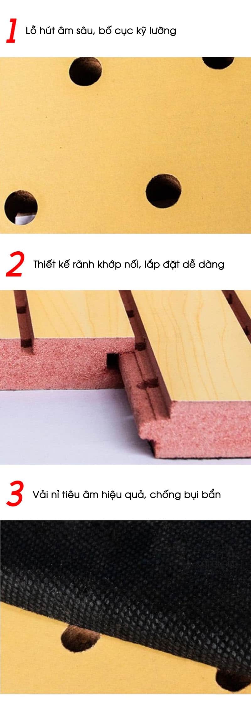 Vách gỗ tiêu âm tán âm trang trí đa mẫu mã GH003 13