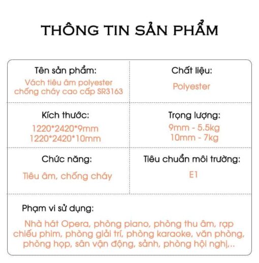 Vách tiêu âm polyester chống cháy cao cấp SR3163 6